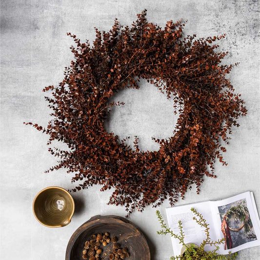 ARTIFICIAL EUCALYPTUS WREATH, RUSSET - *Pre-order* SHIPPING July 2026