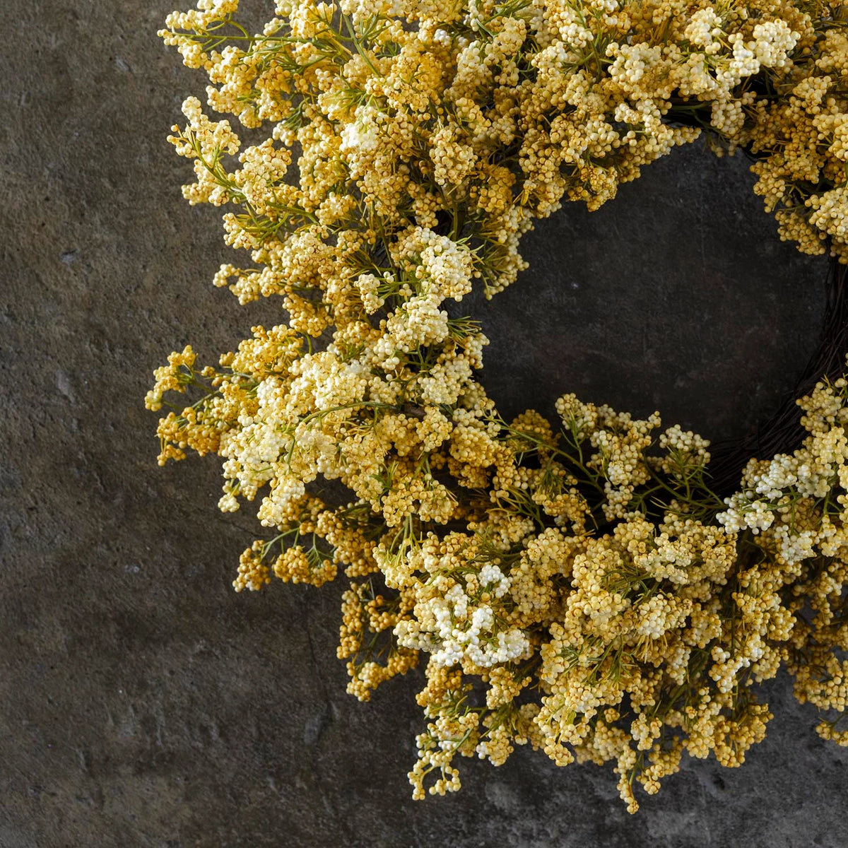 ARTIFICIAL RICE FLOWER WREATH, HONEY - *PRE ORDER* Due Mid November 2026
