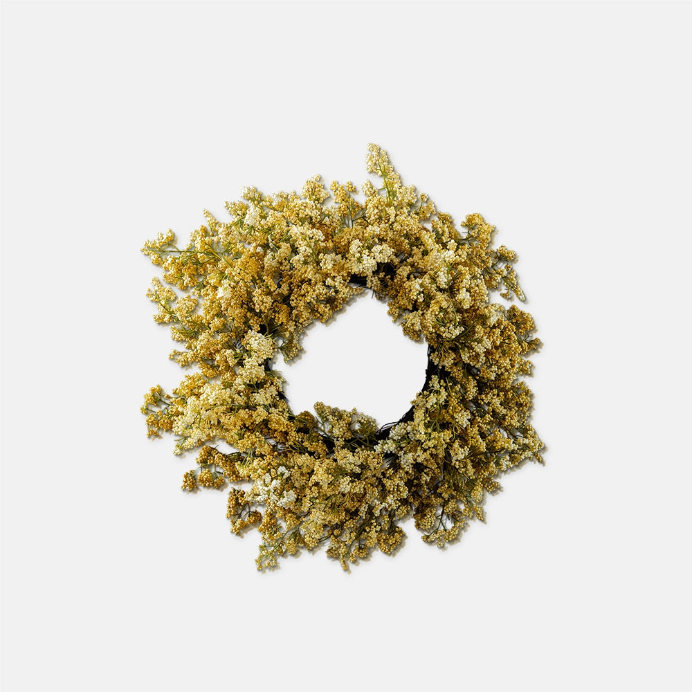 ARTIFICIAL RICE FLOWER WREATH, HONEY - *PRE ORDER* Due Mid November 2026