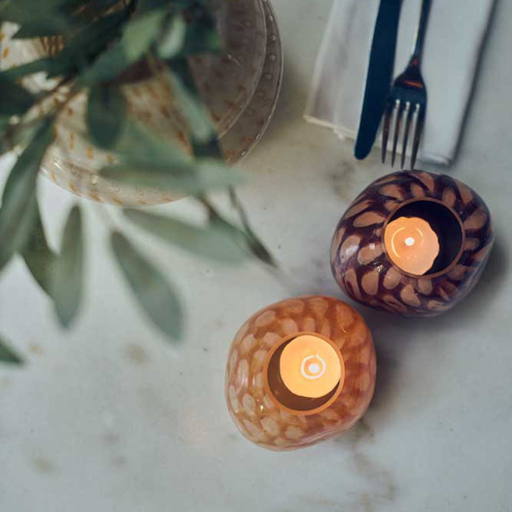 NILA GLASS CANDLE HOLDER - HONEY