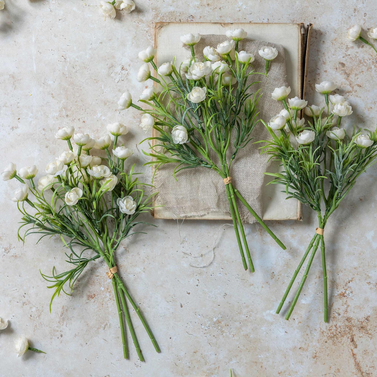ARTIFICIAL HELLEBORE BUNCH, WHITE  - *Pre-order* SHIPPING July 2026