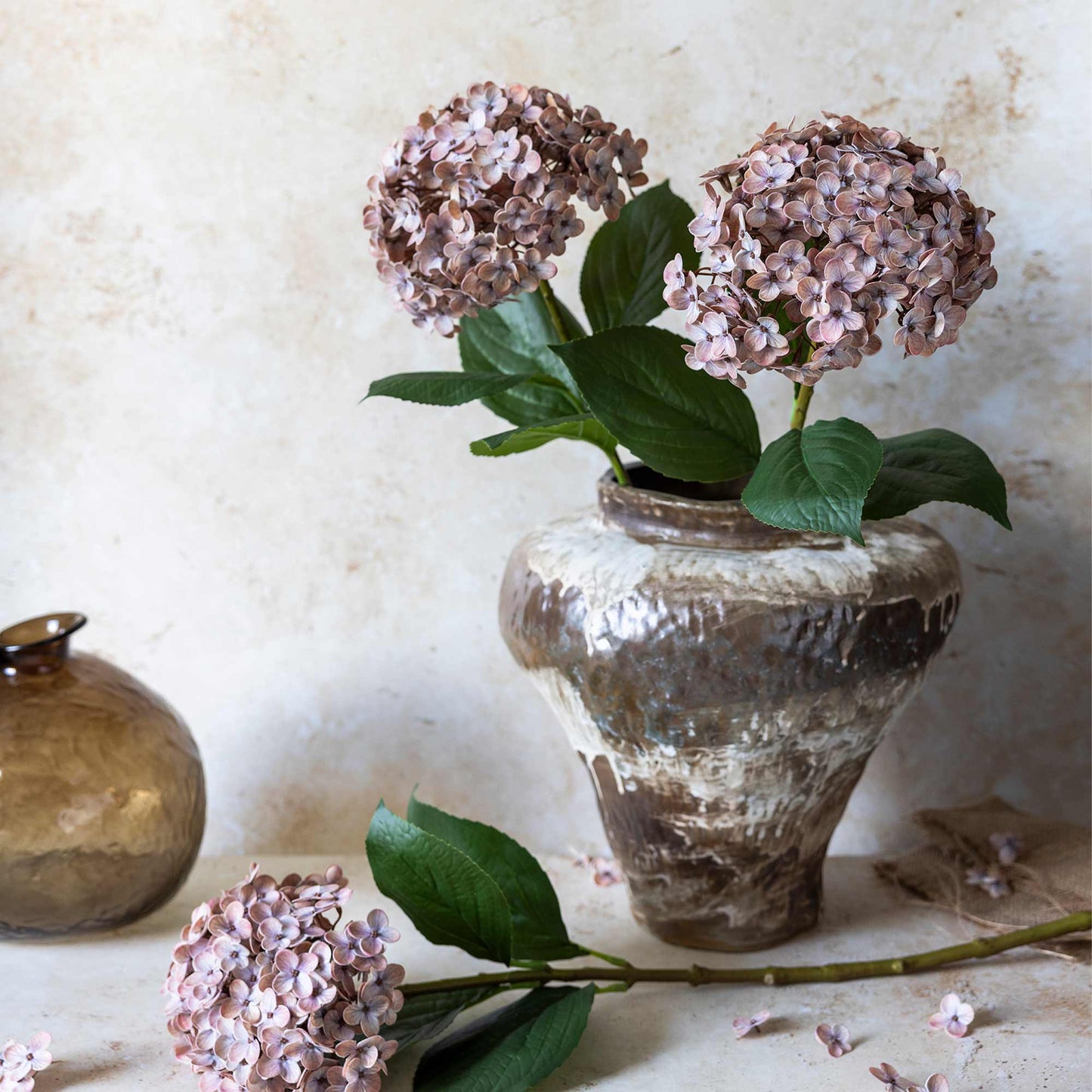 ARTIFICIAL REAL TOUCH HYDRANGEA, ANTIQUE BLUSH *Pre Order * July 2026