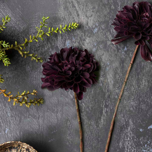 ARTIFICIAL REAL TOUCH DAHLIA, CLARET