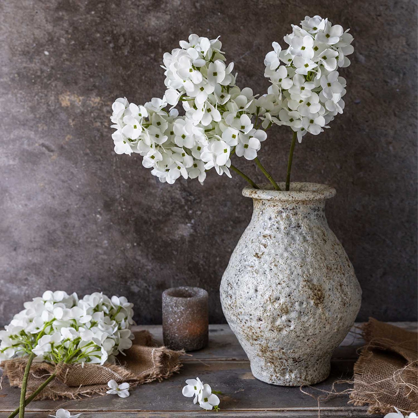 ARTIFICIAL REAL TOUCH HYDRANGEA CONE, CREAM - *Pre-order* SHIPPING July 2026