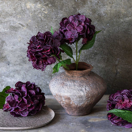 ARTIFICIAL REAL TOUCH HYDRANGEA, CRIMSON - *Pre-order* SHIPPING JULY 2026