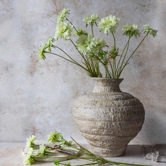 ARTIFICIAL SCABIOUS FLOWER, CREAM