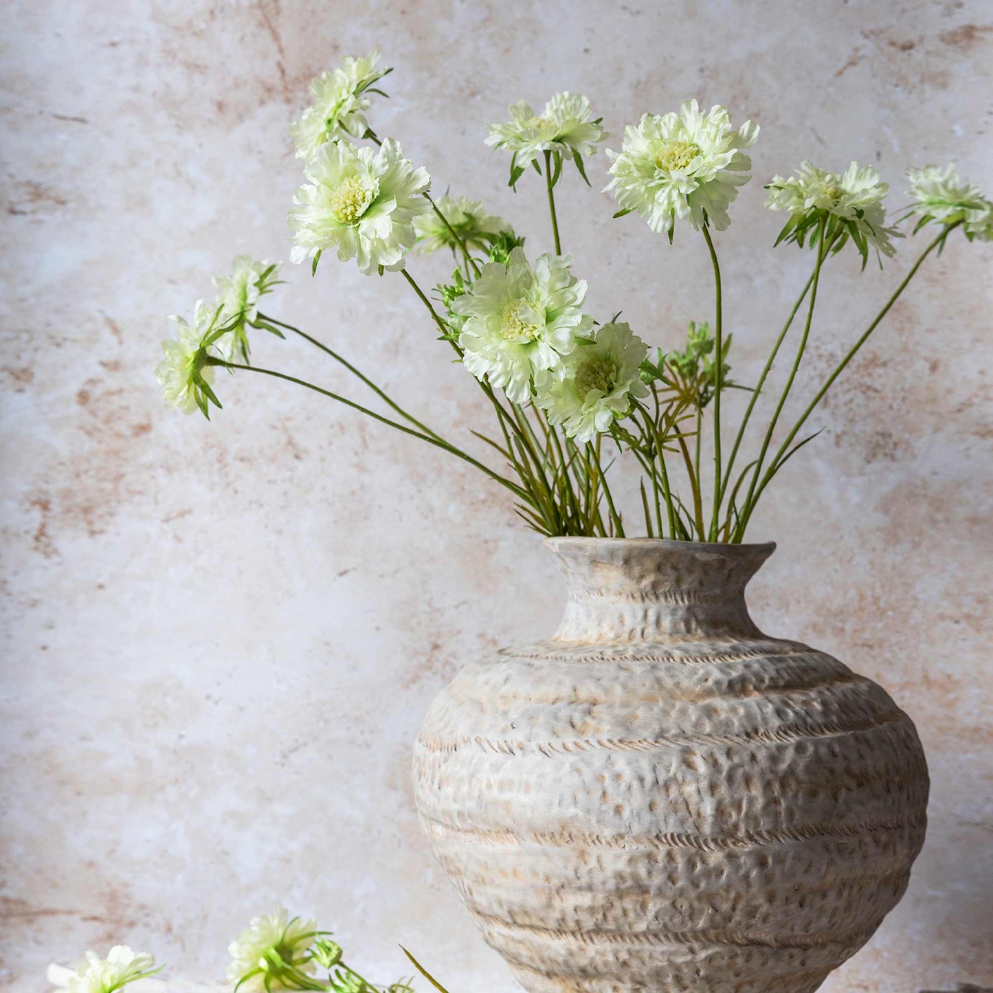 ARTIFICIAL SCABIOUS FLOWER, CREAM