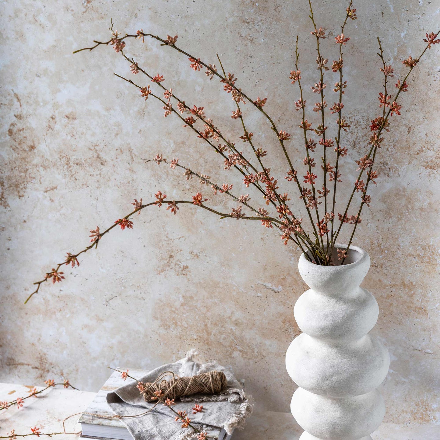 ARTIFICIAL SUCCULENT BRANCH, CORAL