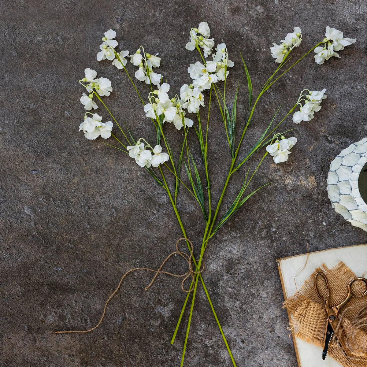 ARTIFICIAL WILD SWEET PEA, CREAM - *PRE ORDER* Due Mid November 2026